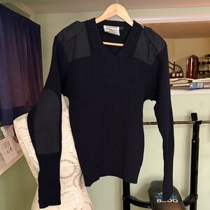 Flying Cross, Men's Black V-Neck Sweater, Military